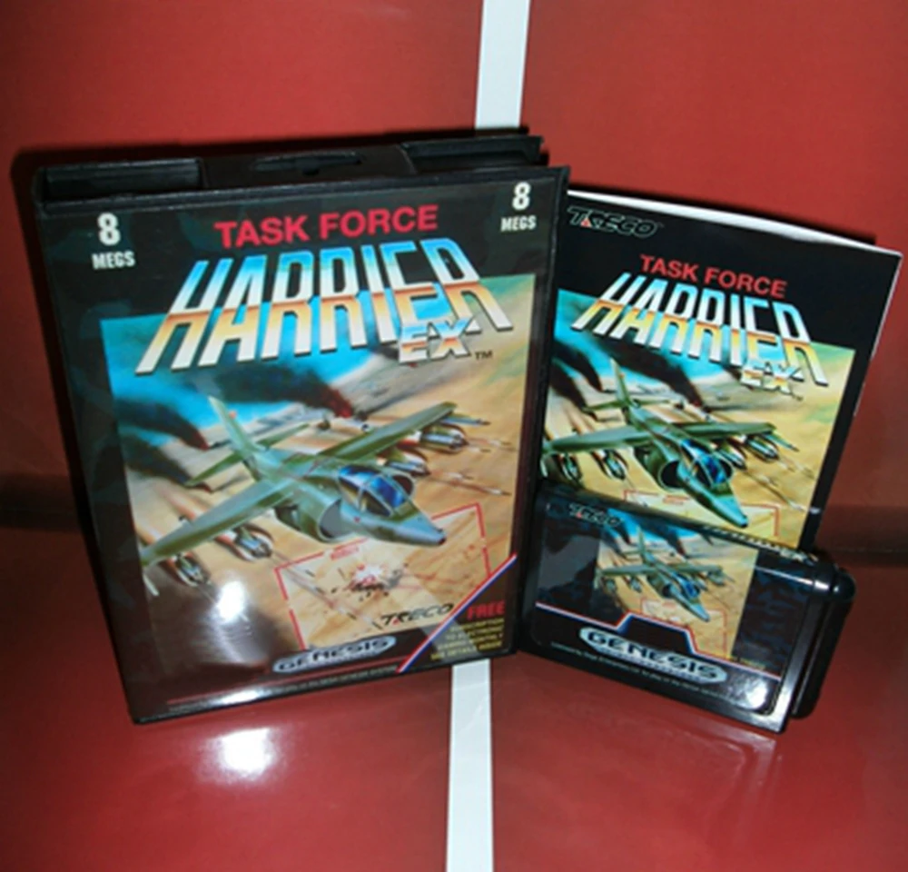 Task Force Harrier EX with Box and Manual Cartridge for 16 bit Sega MD game card Megadrive Genesis system