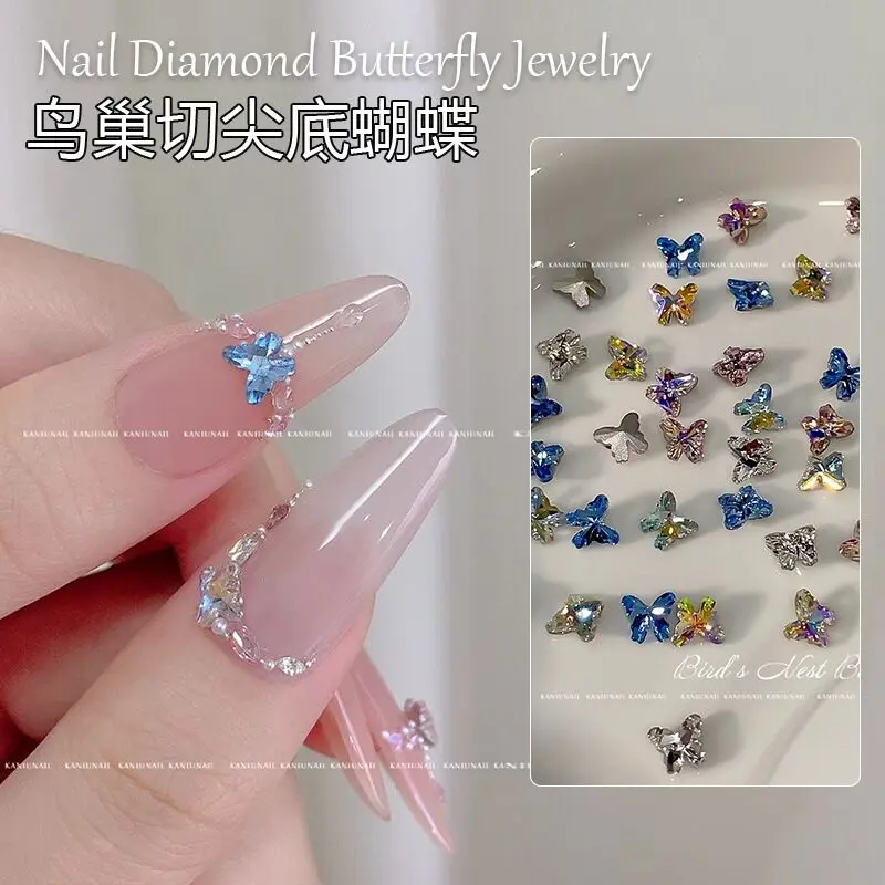 1Bag  Clear Mini Rectangle Nail Decoratrion Silver Nails Accessories Crystal Flat Stone Mirror DIY Heart Rhinestone Nails Drill