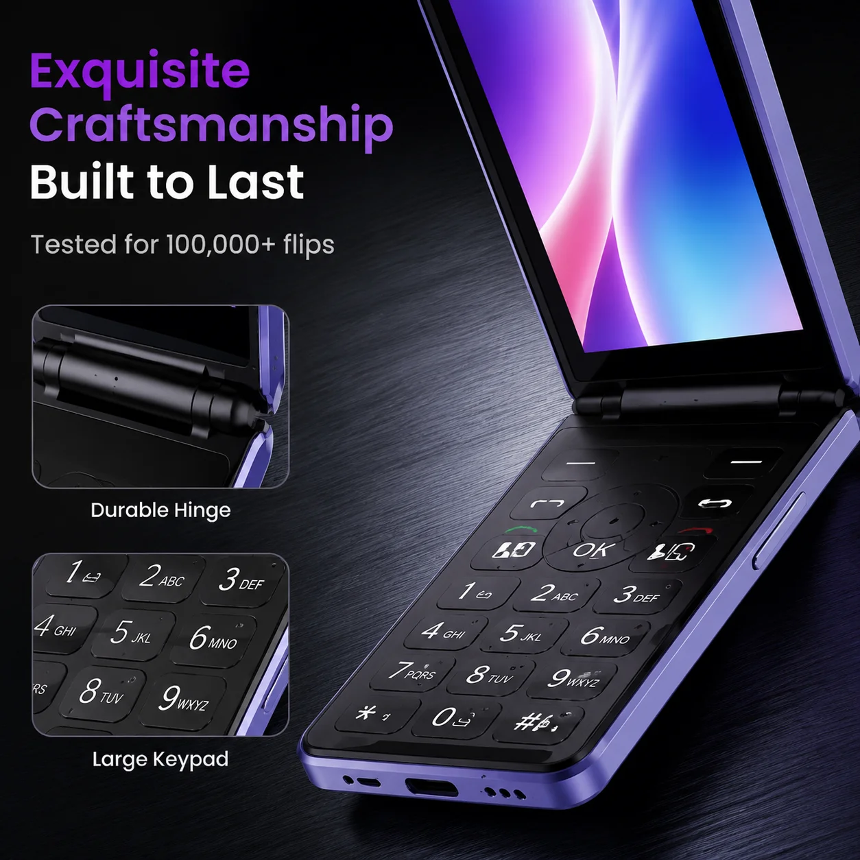 HAMTOD T8 4G Volte Flip Mobile Phone Dual SIM 2.8