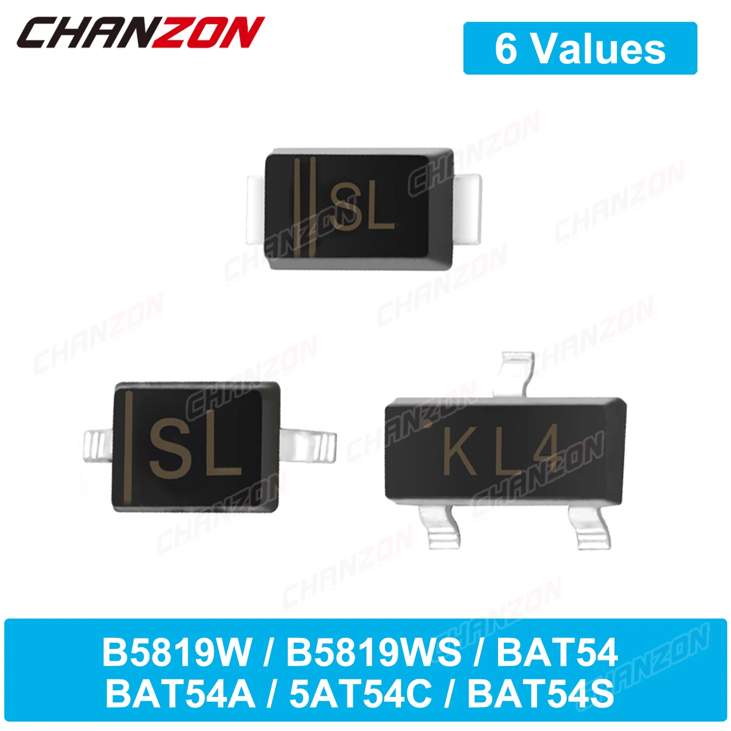 B5819W B5819WS BAT54 BAT54A BAT54C BAT54S SMD Schottky Barrier Rectifier Diode Marking SL KL1 KL2 KL3 KL4 200mA 1A 30V 40V