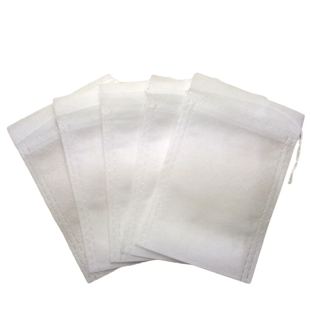 

100 Pcs Non Woven Tea Bags Reusable Loose Leaf Infuser Empty Filter Drawstring Eco Friendly Portable for Coffee Herbs