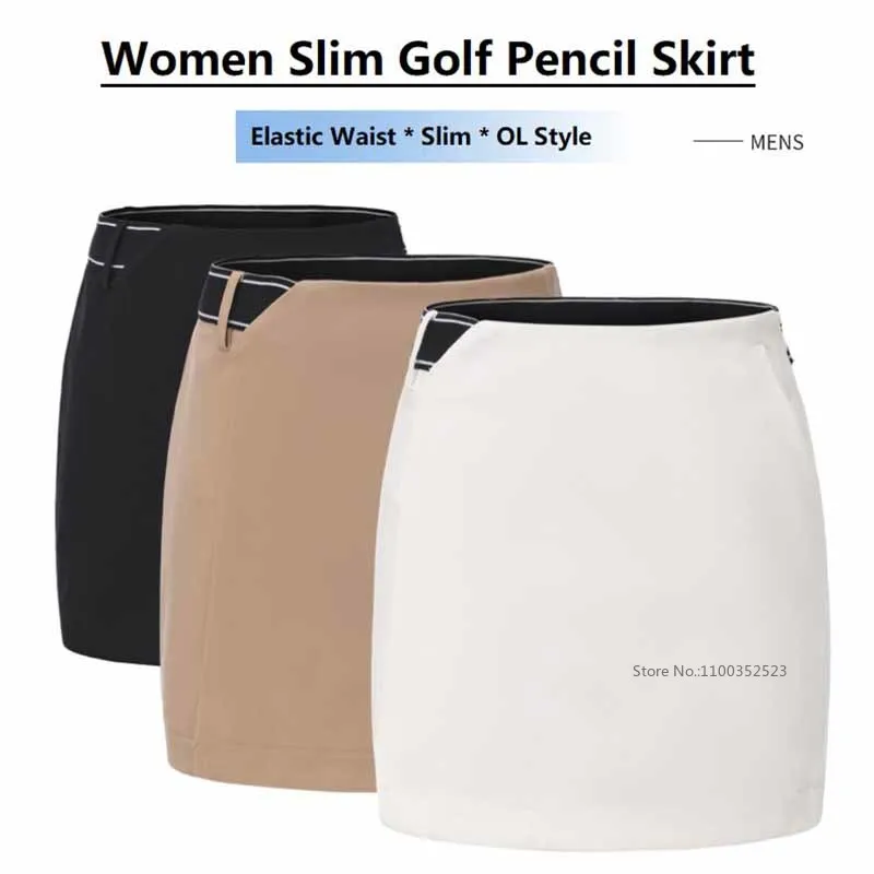 Ladies Elastic Pencil Golf Skirt High Waist A-lined Culottes Women Quick Dry Slim Skort with Short Workout Fitness Sportswear