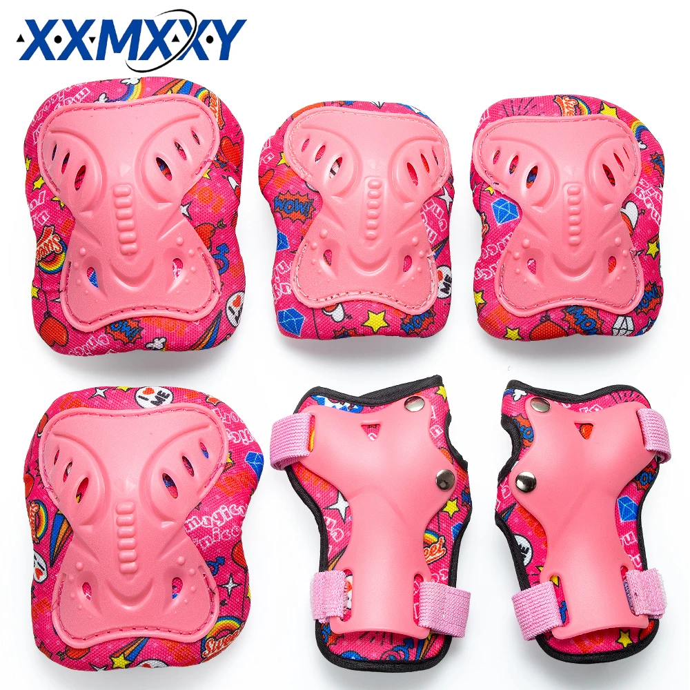 

6Pcs/Set Kids Ages 3-10 with Wrist Guard and Knee Pads Elbow Pads Adjustable Protective Gear for Toddler Skating Cycling Scooter