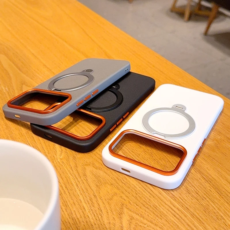 

For Xiaomi Redmi K90 Pro Max,K90 Magnetic Case ELVEV PU Leather Hard PC Rotating Bracket Phone Cover