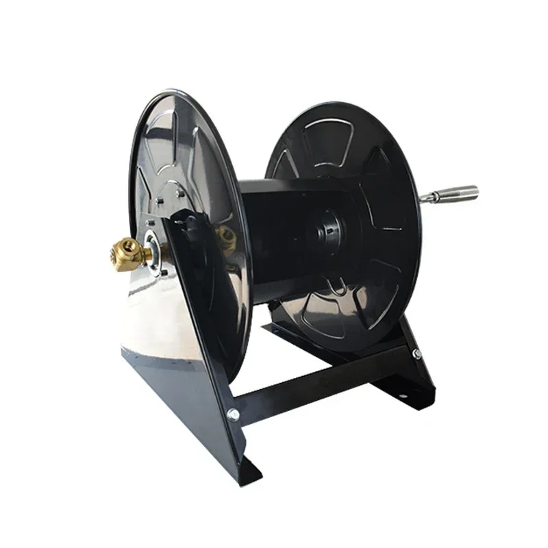 Large Hand Crank Steel Hose Reel | Rotating Storage Spool for Hoses & Cables