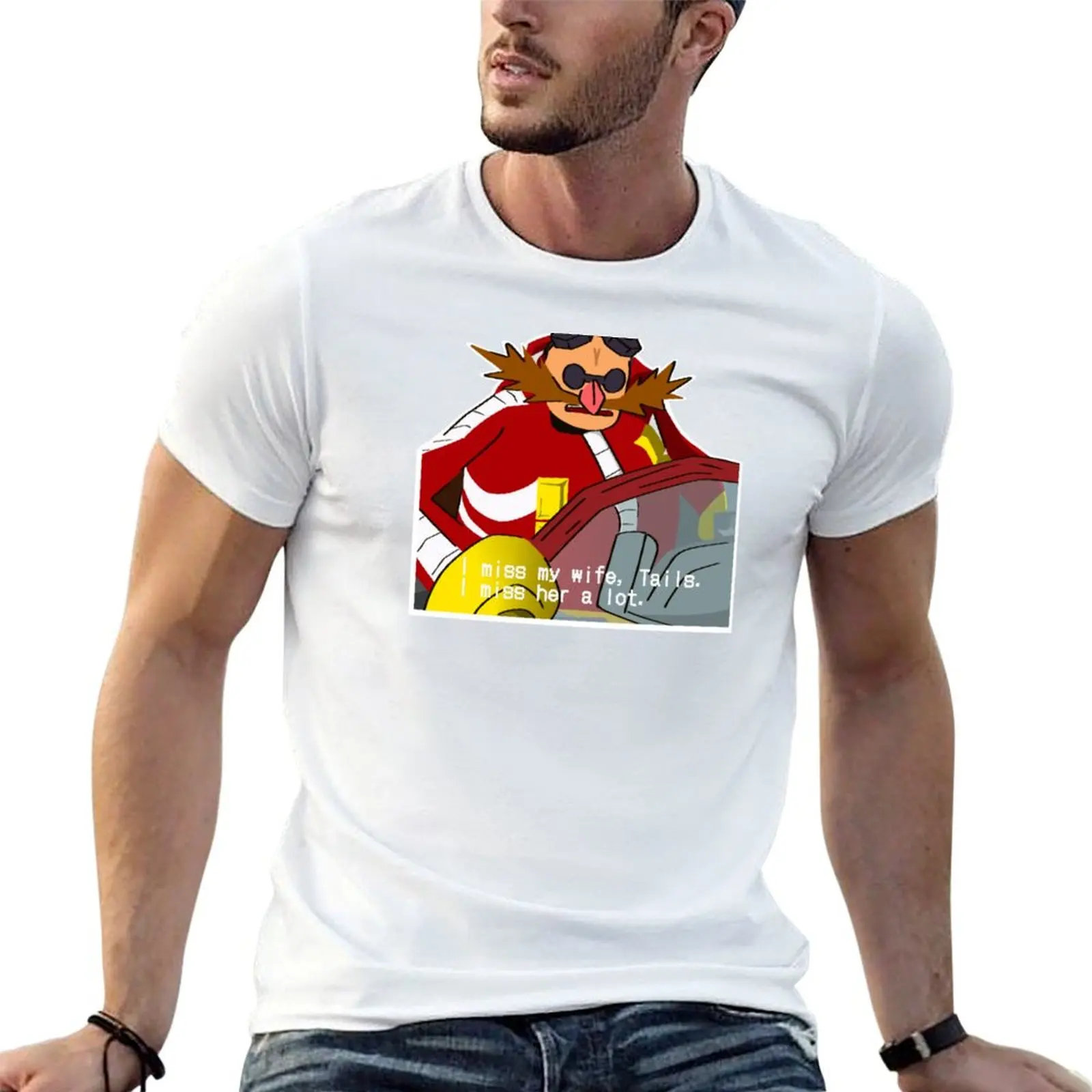 

i miss my wife tails snapcube eggman T-Shirt t shirt man plain man t shirts for men anime t shirts oversize T-shirt