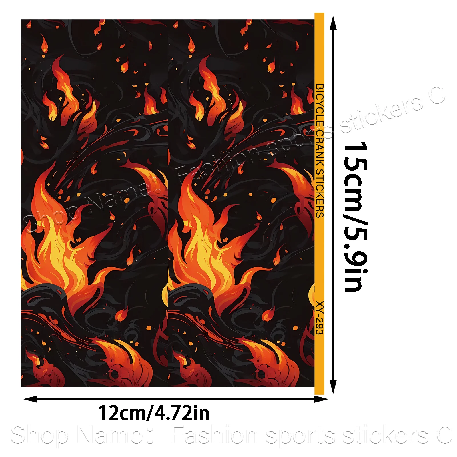 Flame Pattern Bike Crank Stickers, Waterproof Decals for MTB Crank Arm Protection, Universal Bike Crank Decor, Holiday Gift