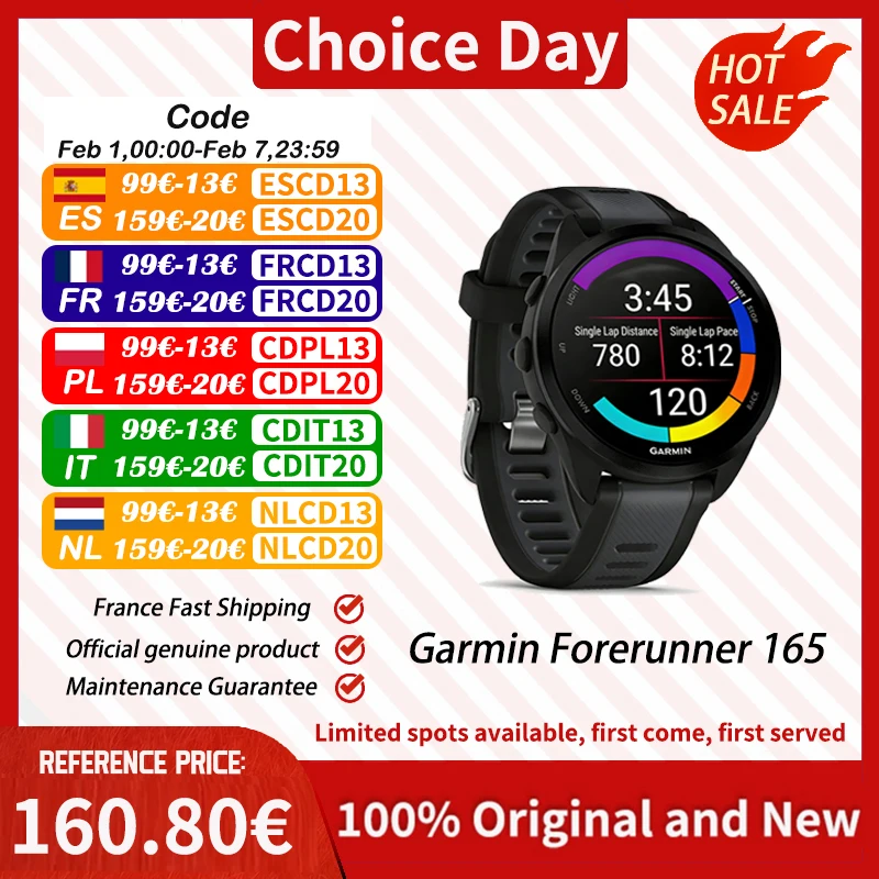 GARMIN Forerunner 165 capteur de bœuf à impulsion suivi du stress dynamique de course à pied au poignet entraînement croisé de la fréquence cardiaque à base de poignet