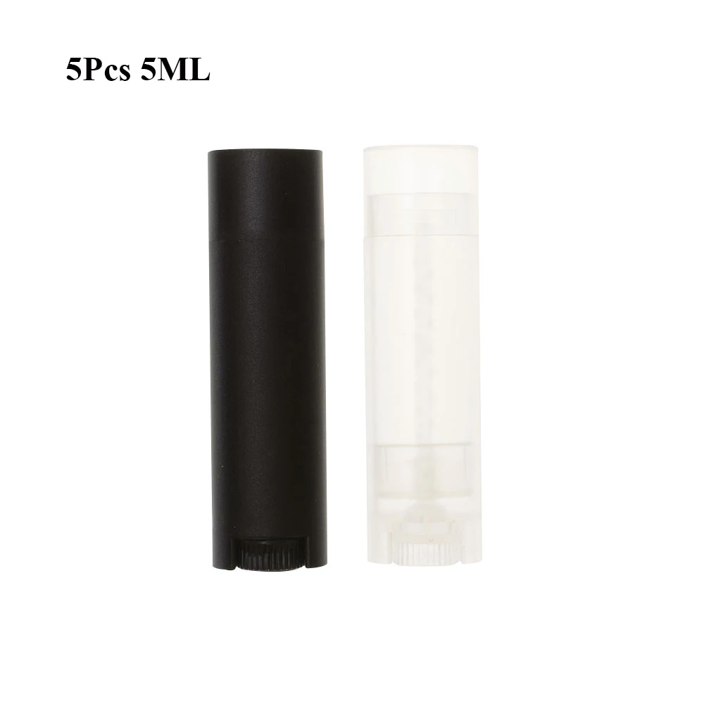 5pcs 5ml Empty Oval Lipstick Tubes White Black Lip Balm Refillable Bottle Portable Plastic Diy Deodorant Containers Holder