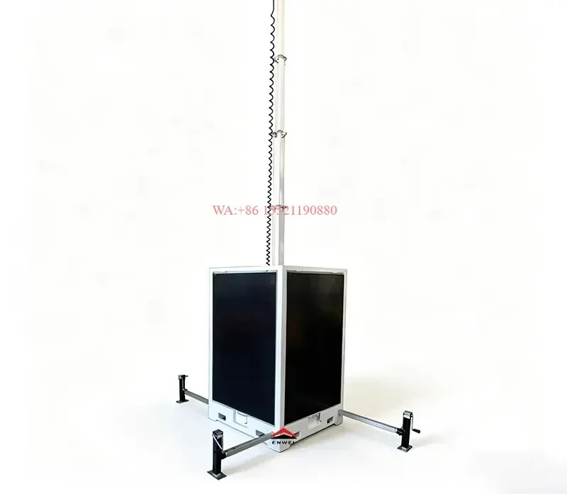 wmwmnu for Waterproof 4x350W Monocrystalline Solar Panel Tower with MPPT 60A Controller and LED Floodlight for Construction