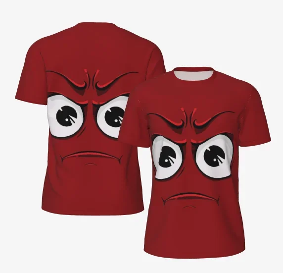 تي شيرت جديد من ألياف البوليستر مطبوع عليه عين كبيرة بأكمام قصيرة للرجال والنساء سريع الجفاف للأطفال يتطابق مع الملابس العائلية