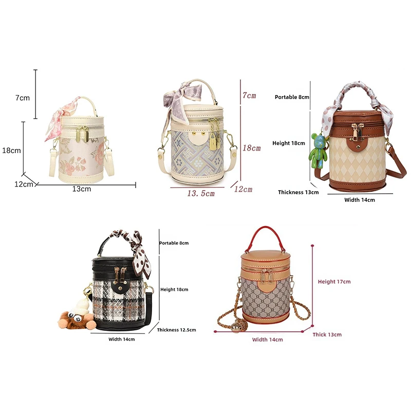 DIY Sewing Handmade Bucket Bag Set Shloulder Straps PU Leather Bag Making Kit Hand Stitching Accessories for Women's Handbag