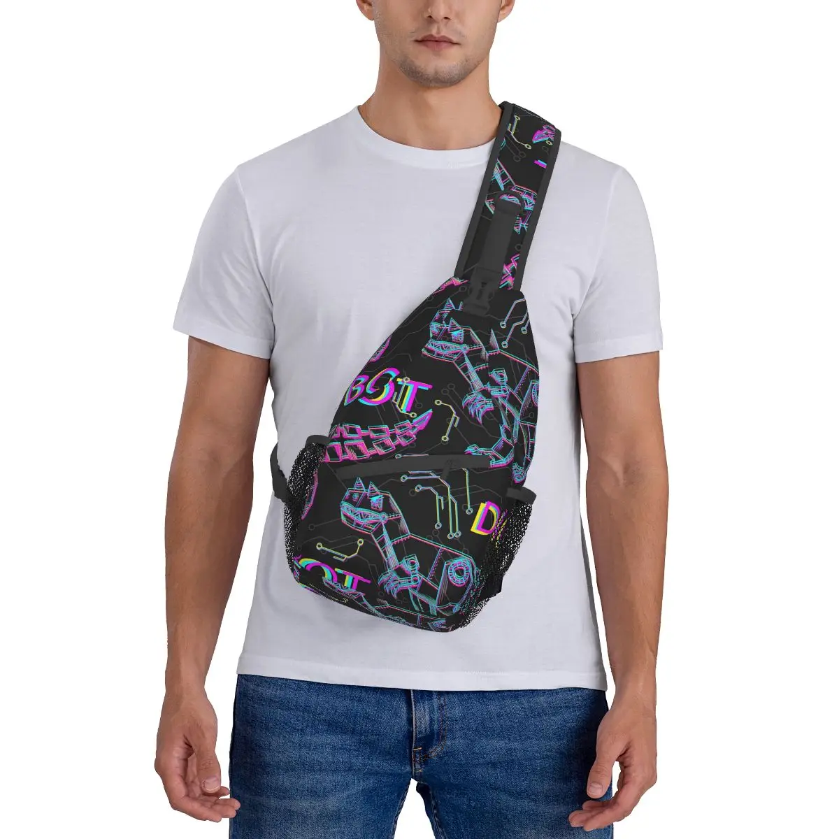 Robot Dinosaurus Patroon Crossbody Borst Tassen Dinosaurus Zakken Reispakket Messenger Sport Tieners Schoudertas Unisex