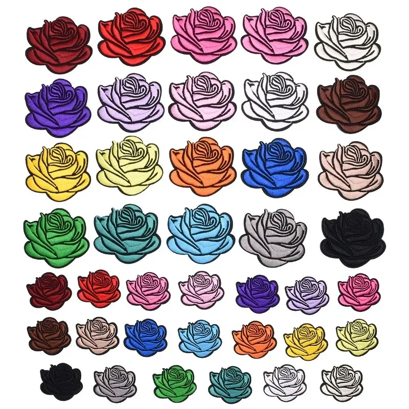 100pcs/Lot Vintage Embroidery Patch Rose Flower Backpack Shirt Curtain Hat Bag Clothing Decoration Accessory Craft Diy Applique