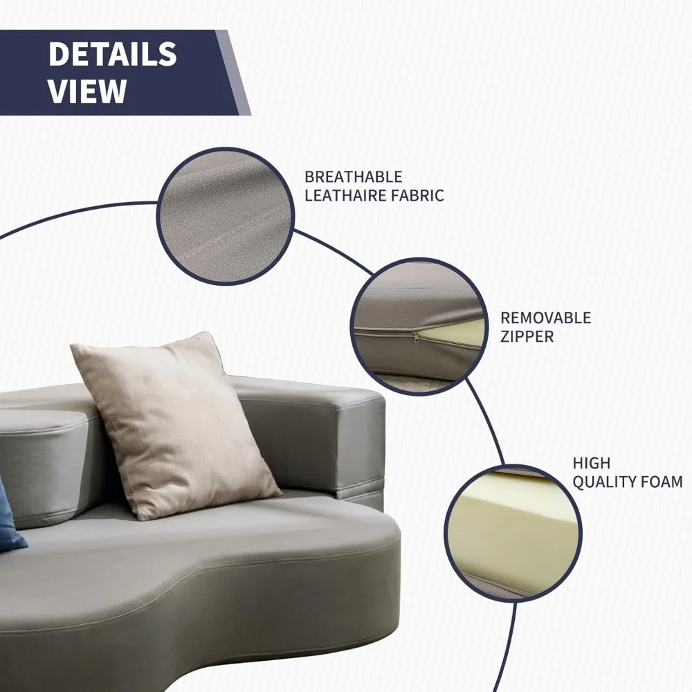 Трансформируемый полноразмерный диван-кровать с пенопластовым складным матрасом, спальным футоном, тканью, походой на кожу, удобным решением для сна