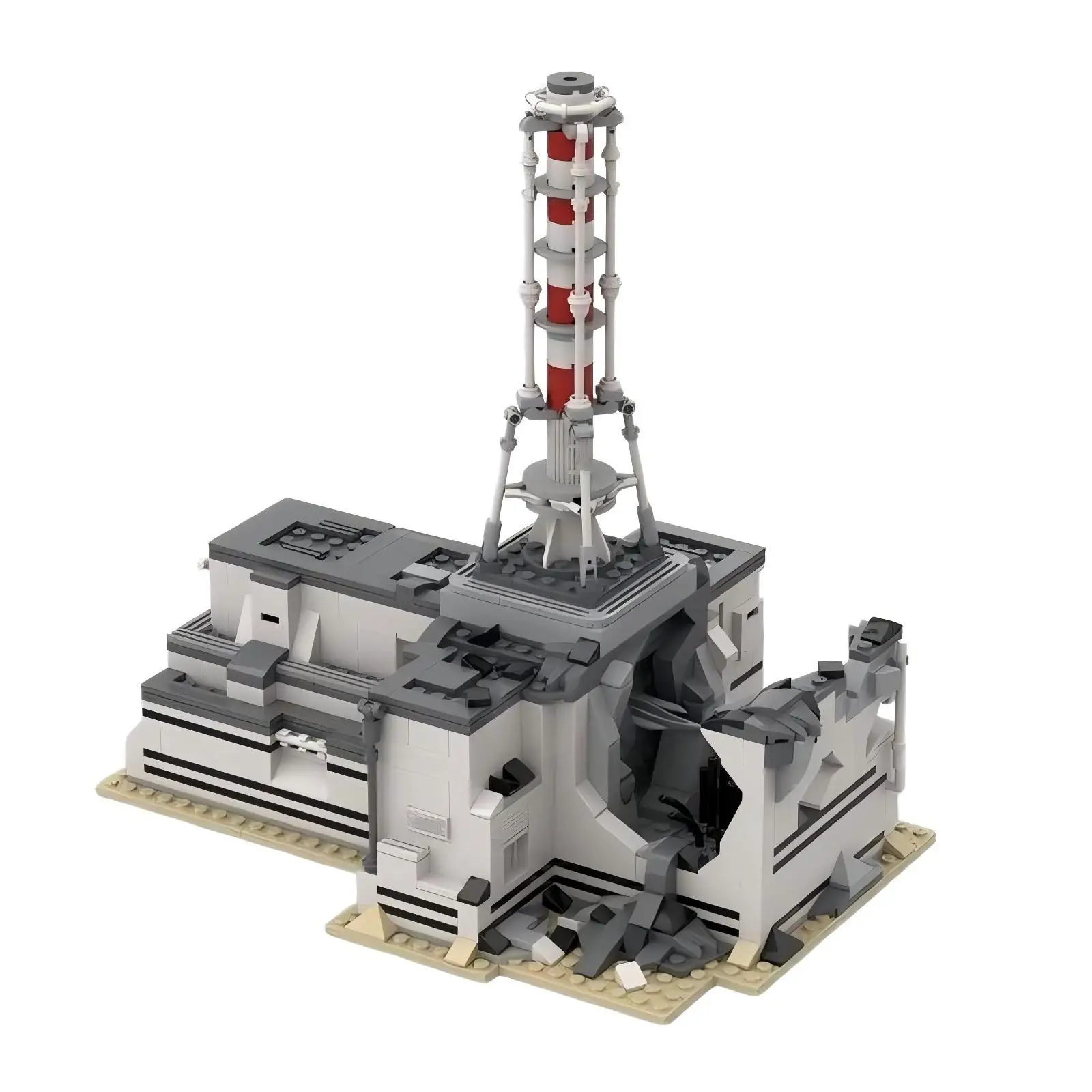 MOC 1986 Architecture Chernobyl Nuclear Power Plant Disaster Model Custom Building Block Modular Technology DIY Assembly Display