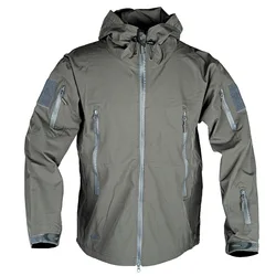 Men's Military Tactical Jackets Full Zip Shark Skin Soft Shell Tactical Waterproof Windbreaker Outdoors Hiking Hooded Coat S-4XL