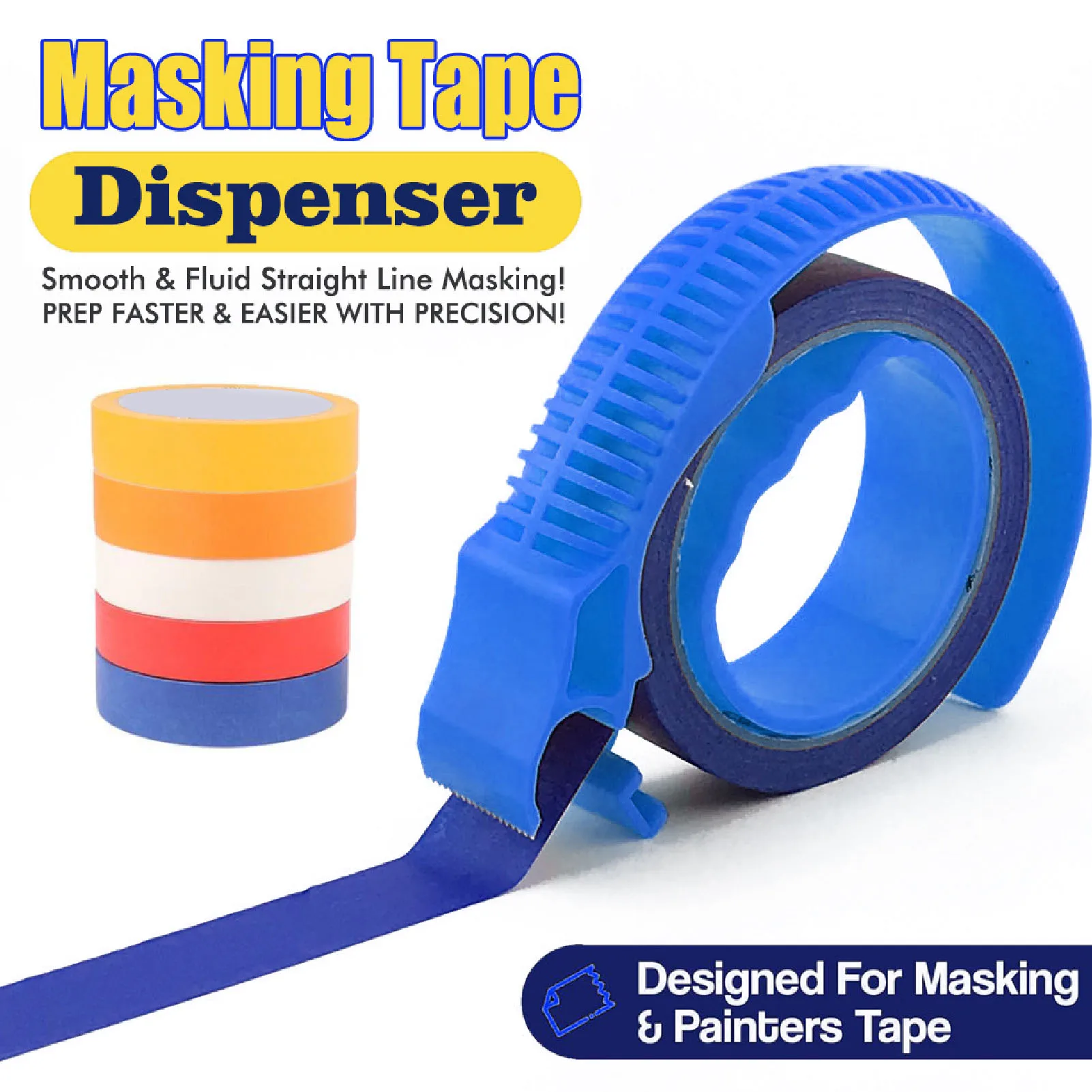 Masking Tape Dispenser Round Handle Portable Tape Applicator for Seam Stickers Painting Tapes 25mm Wide Blue Seam Tape Dispenser