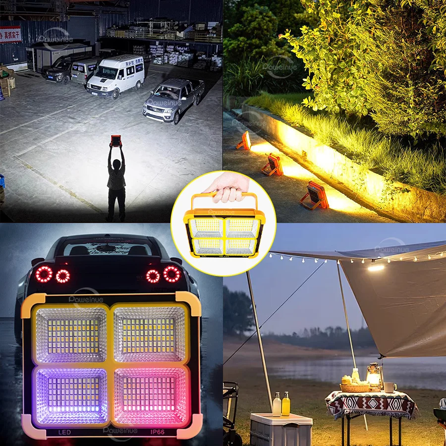 2500W Portable Solar Lantern LED Tent Light Rechargeable Lantern Emergency Night Market Lights Outdoor Camping Lamp Flashlight