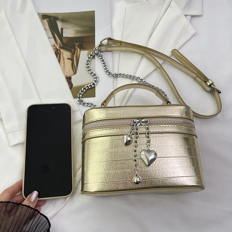 Luxury Designer Bag For Women Solid Pu Leather Handbag And Purse Fashion Box Lipstick Bag Lady Mini Small Crossbody Bag Silver ﻿