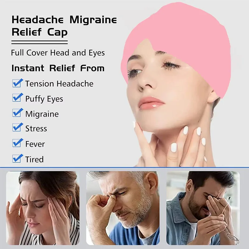 Gel Ice Headache Migraine Relief Hat Cold Compress Therapy Cap Ice Head Wrap Pack Eye Mask For Pressure Relieve Pain Ice Hat