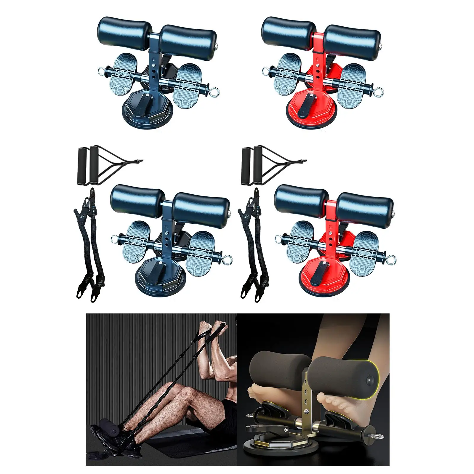 Sit Up Support Bar for Abdominal Workouts with Dual Suction Cups And Foot Holder