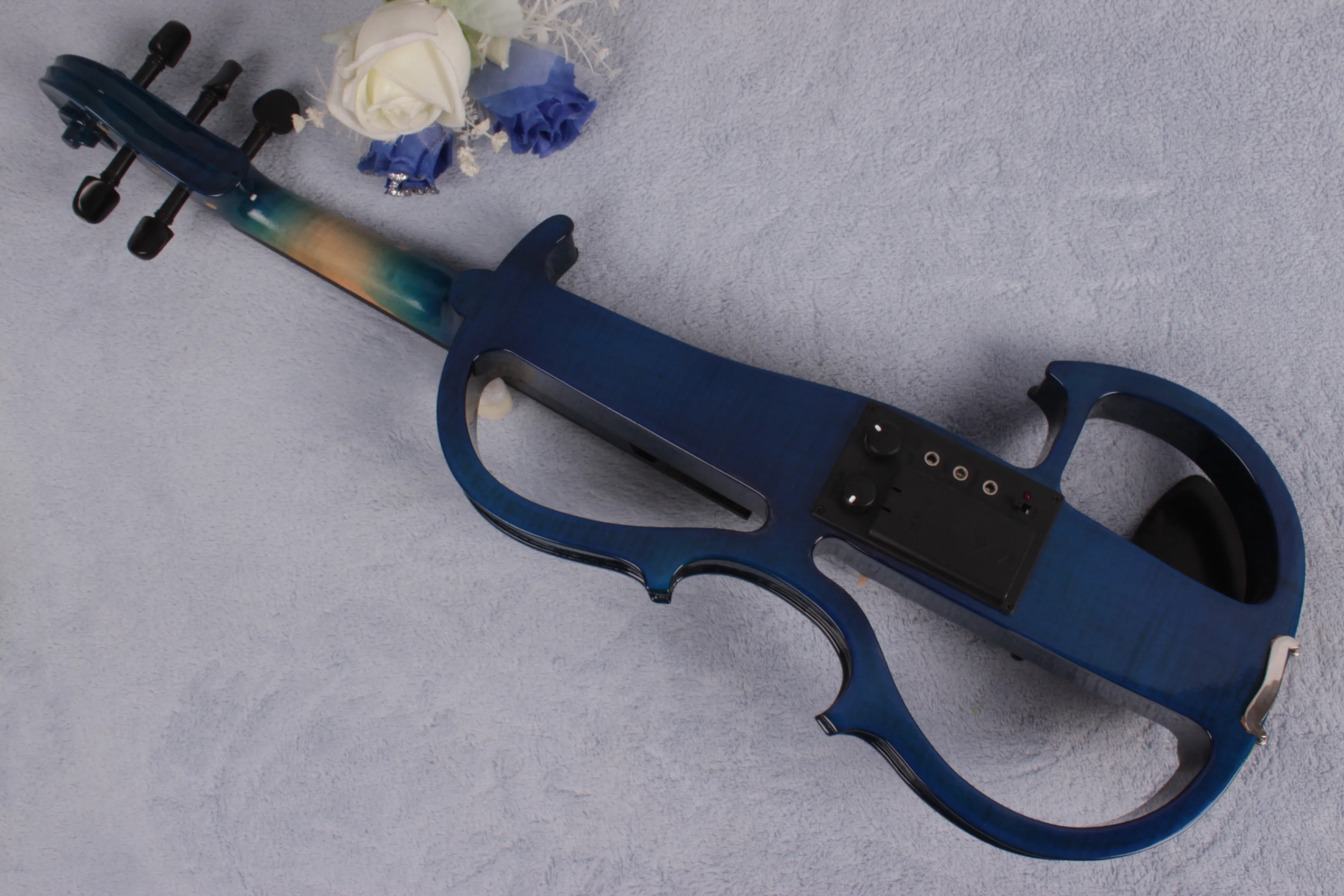 New blue    color 8# 5 string 16'' Electric Viola Silent Solid Wood Body Powerful Sound   Case Bow