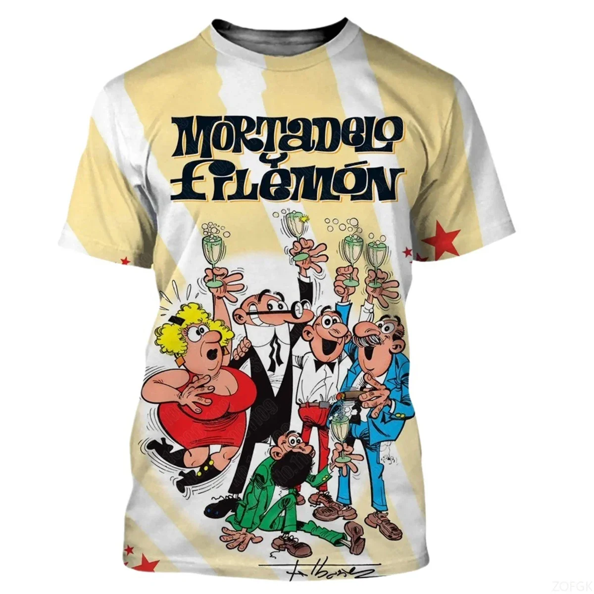 مجموعة تي شيرت صيفية جديدة برسومات الرسوم المتحركة للرجال لعام 2025 - قميص مريح برقبة دائرية مطبوع ثلاثي الأبعاد