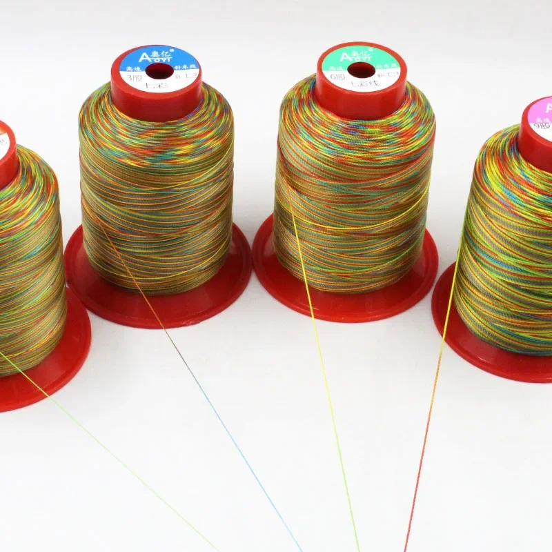 

210D High Strength Rainbow Polyester Sewing Thread for Serger Thread, All-Purpose Thread Machine Hand Sewing CraftsThread