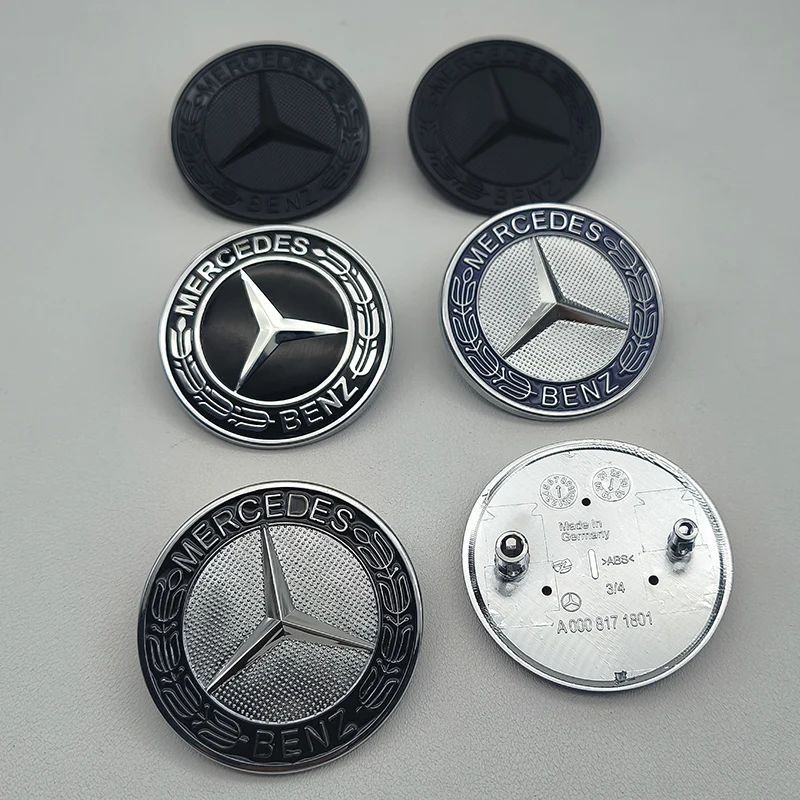 3D ABS 2pins 57mm Car Front Hood Emblem Star Logo Bonnet Badge For Mercedes Benz A B GLA CLA CLS A45 C63 A0008171801 Accessories