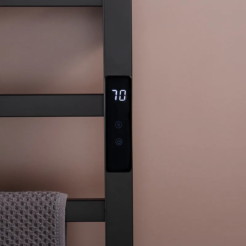 Portasciugamani elettrico pieghevole con display digitale intelligente, stendibiancheria bianco da parete per bagno, portaoggetti