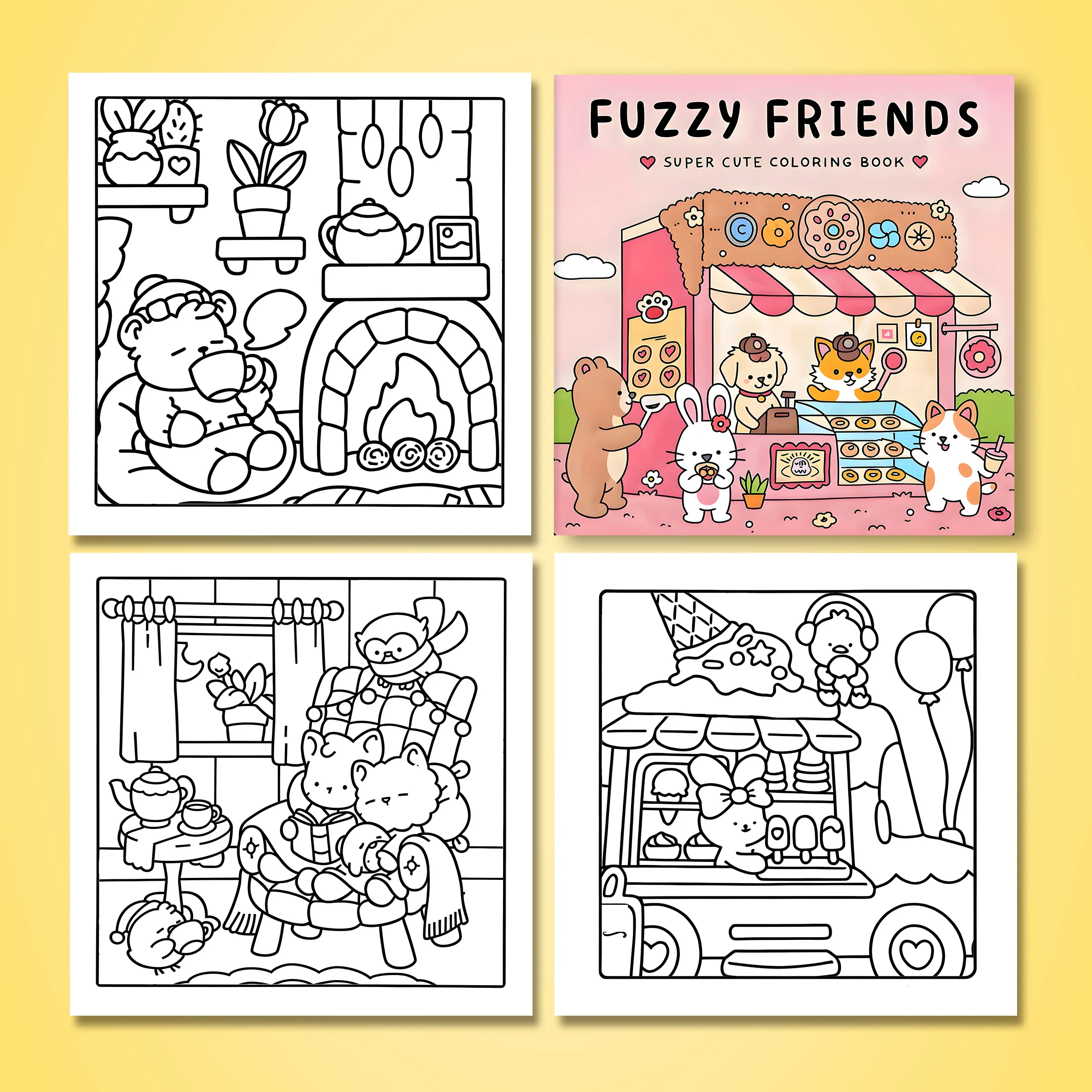 FUZZY FRIENDS: Книжка-раскраска для взрослых с милыми уютными ежедневными занятиями для отдыха (уютными раскрасками)
