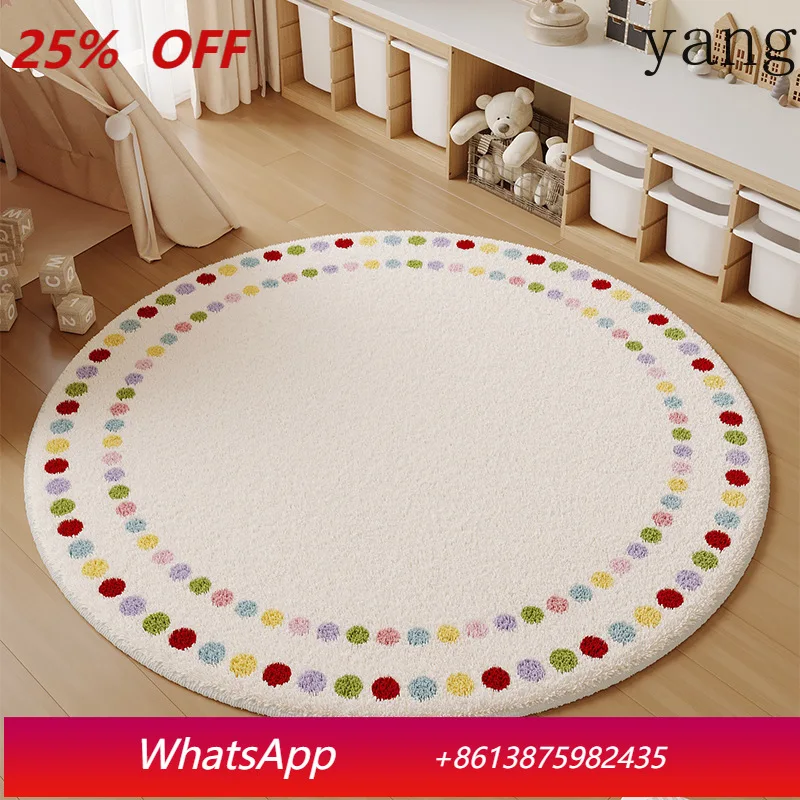 

LTT living room round cream wind thickened non-slip imitation cashmere carpet decorative carpet