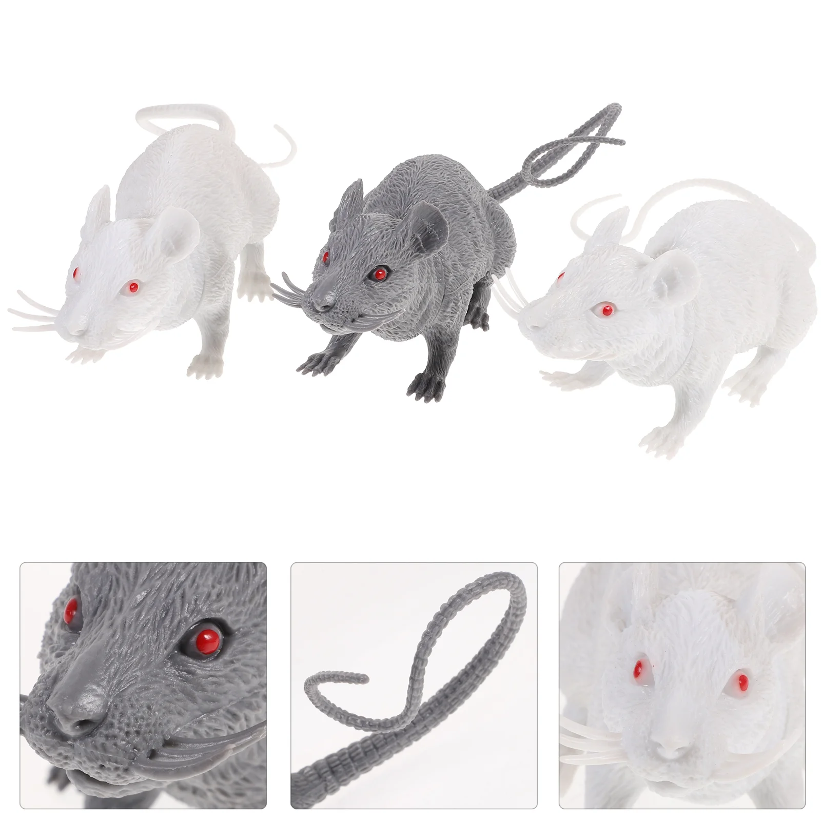 3pcs Realistic Mice Toy Spooky Rat Toy Halloween Prank Toy for Halloween Decoration(Random Color)