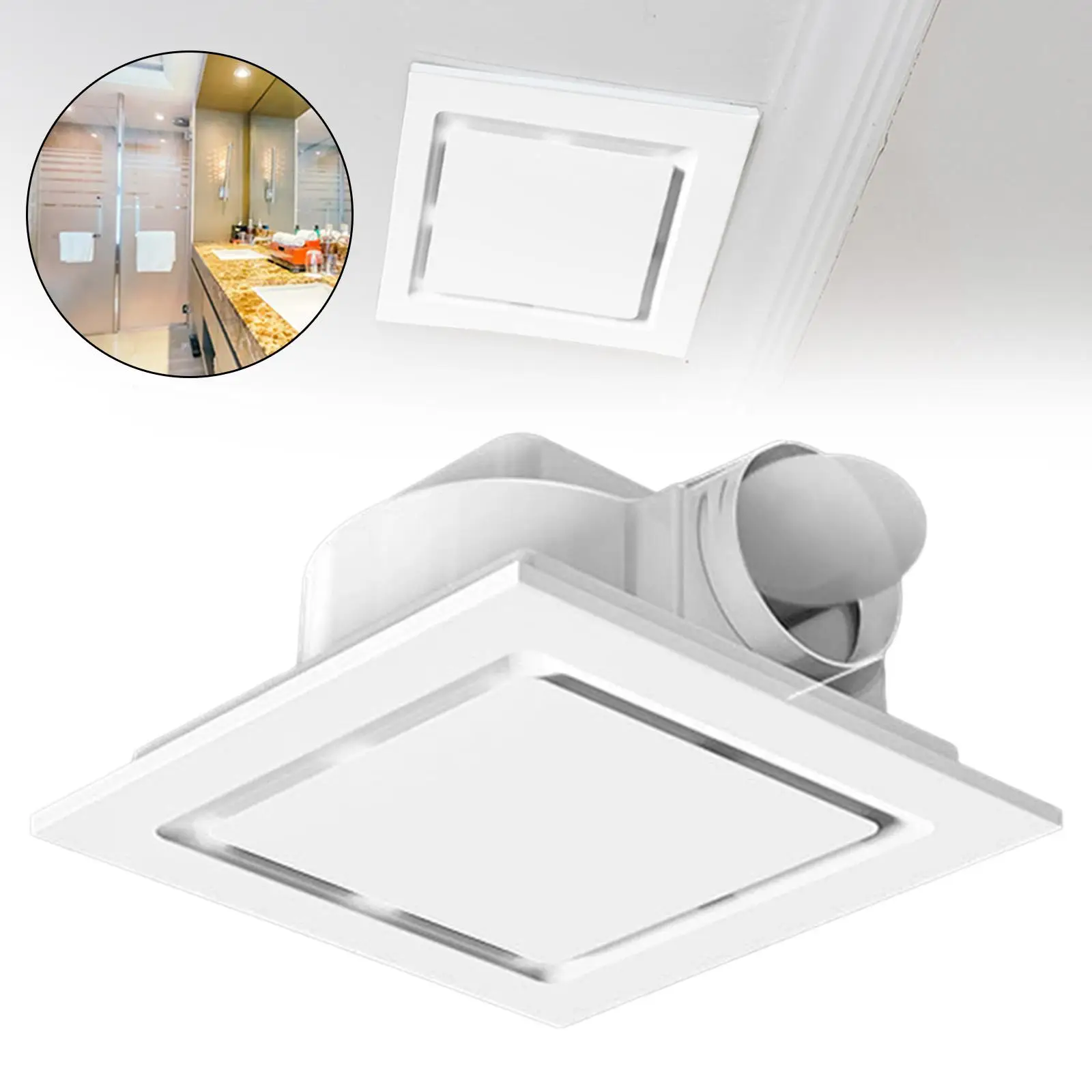 Exhaust Fan Silent Powerful Automatic Backdraft Damper Extractor Fan 10 inch Mounting Opening for Garage Hotel Toilet Warehouses