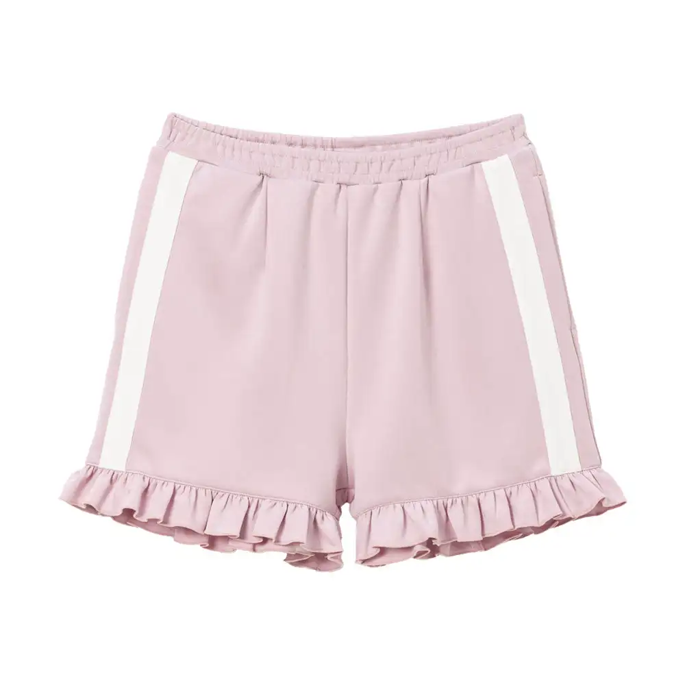 Japanese Mine Style Sweet Cute Simple All-match Shorts Ruffles Side Striped Elastic High-Waiste Bottoming Short Pants for Women