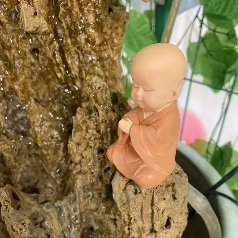 Cute Small Monk Status Figurines Religion Buddha Resin Crafts Desk Miniatures Ornaments Accessories Home Decor Car Decoration