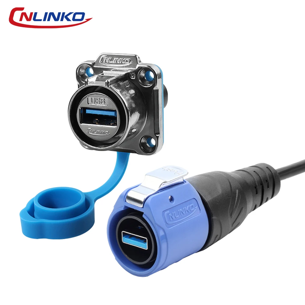 

CNLINKO LP20 USB 3.0 USB 2.0 Waterproof Industrial Connector IP68 Dust Proof Fast Data Transmission for Automotive & Machinery