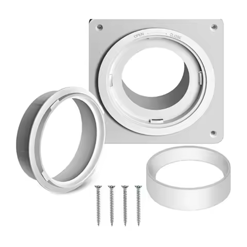 A78E-Dryer Vent Wall Plate with Hose(4 Inch 8 Feet),Twist Lock Dryer Vent Connector Kit,4 Inch Dryer Duct Connector Flange A