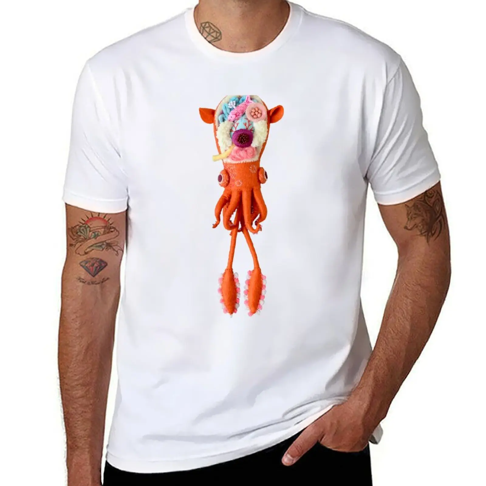 

The Anatomy of Small Ear Squid T-Shirt cotton t shirt man g man t shirts for men T-Shirt