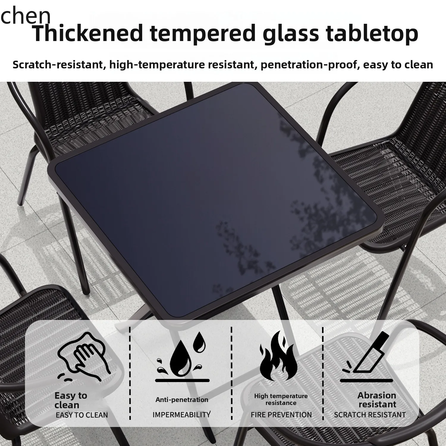HT Outdoor Table and Chair Waterproof Sunproof Rattan Iron Art Combination Open-air Garden Balcony Popular Leisure Courtyard Set