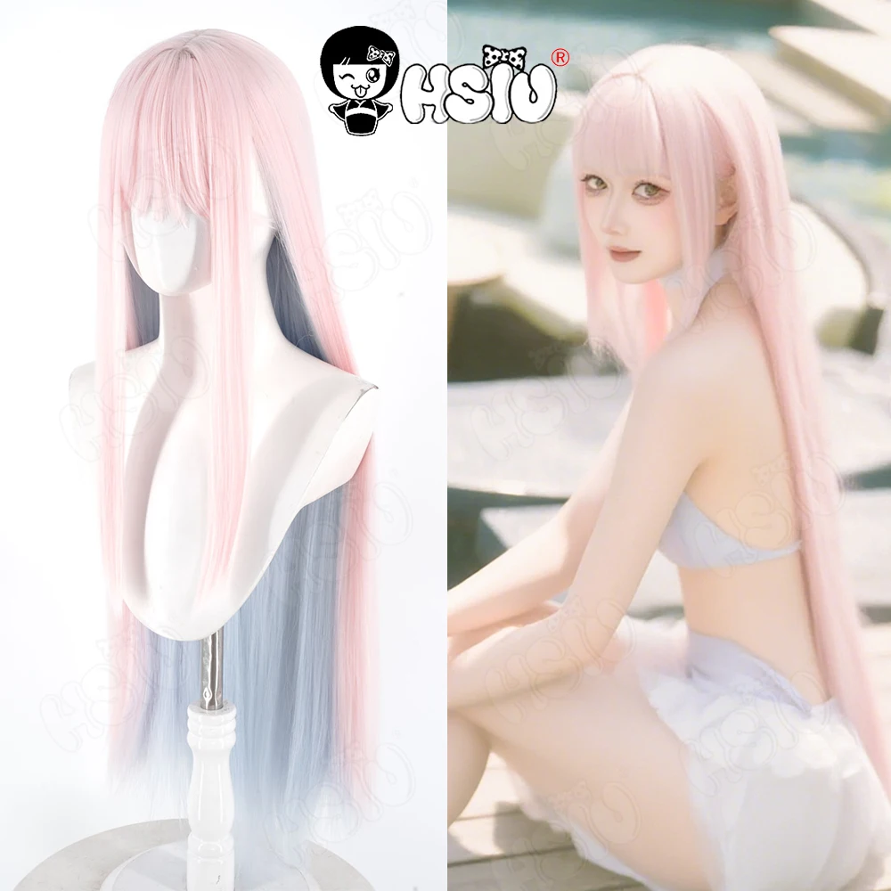 

Парик для косплея Misono Mika HSIU 90 см, светло-розовый, смешанный синий, длинные волосы, синтетический парик + шапочка для парика, игровой синий архив, парик для косплея