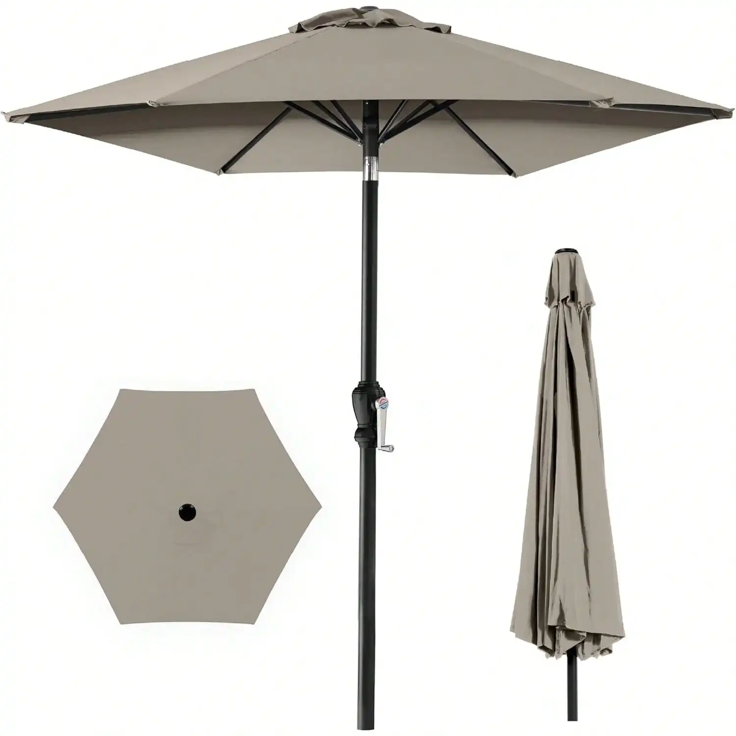

10ft Outdoor Steel Polyter Market Patio Umbrella wCrank, Easy Push Button, Tilt, Table Compatible