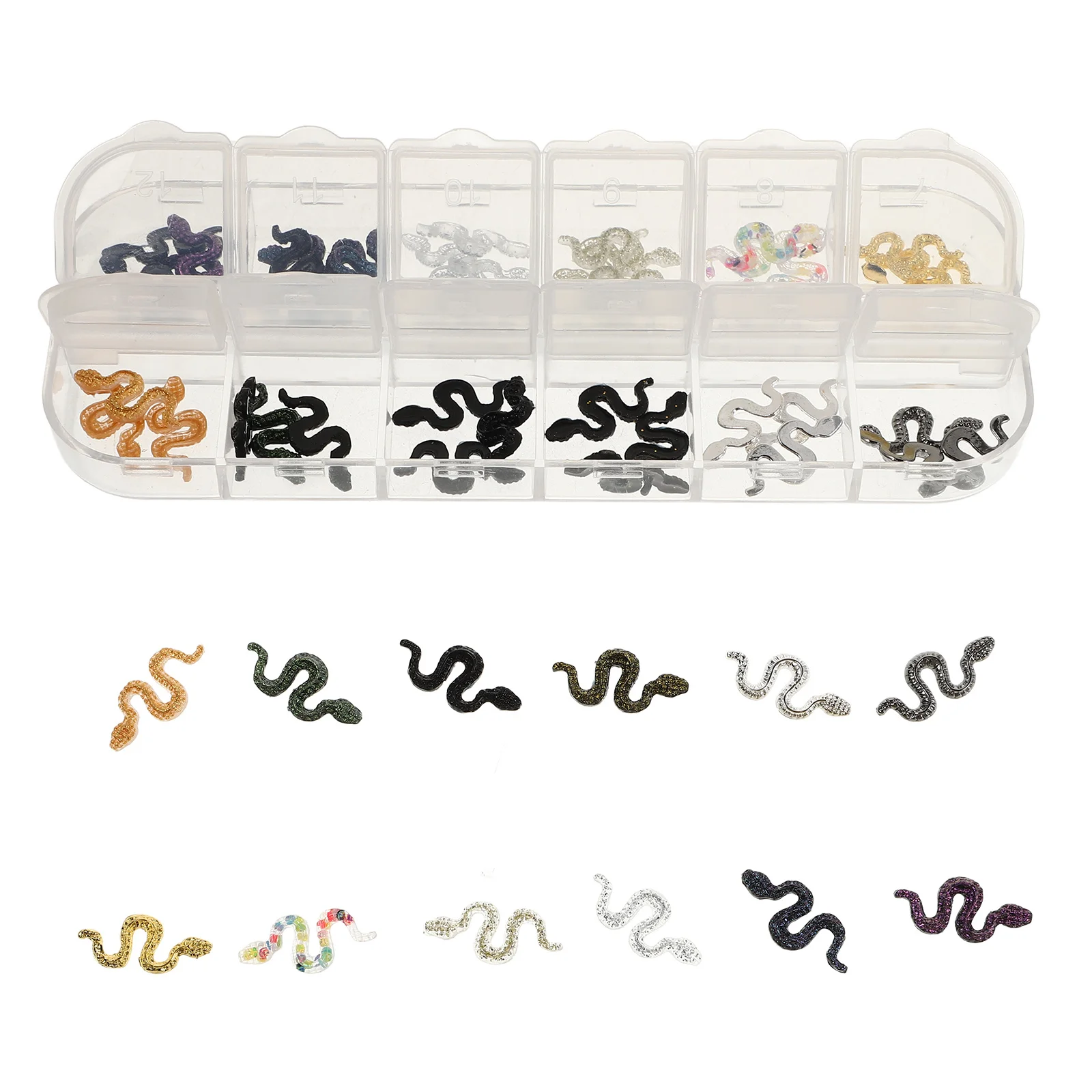 

1Set Snake Nail Charms Trendy Design Manicure Decorations Fade-Resistant Nail Art Jewels Snake Shape Charms for Gel and Acrylic