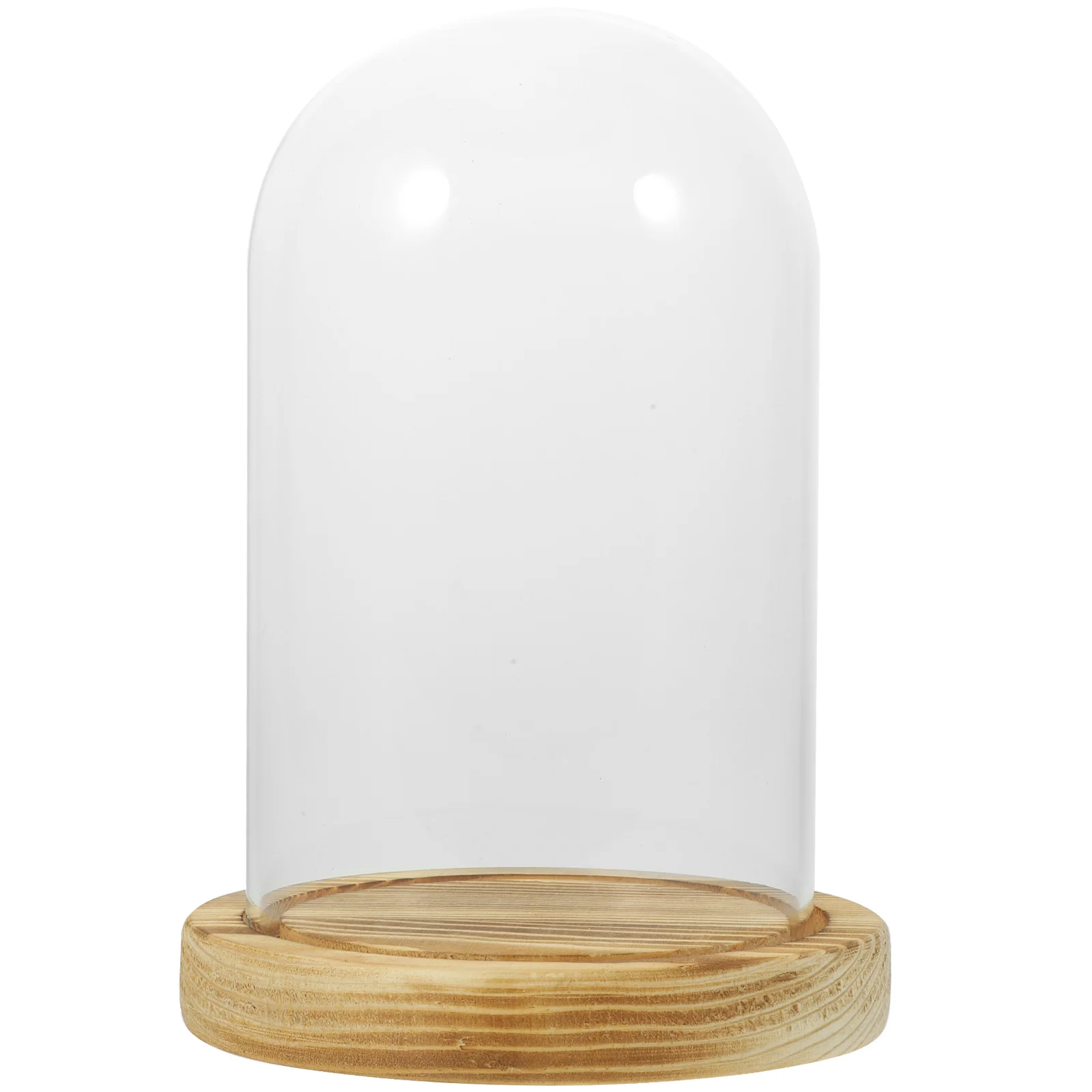 

Glass Cover Base 9x15cm Dome for Flower Display Crafts Glass Cloche Wood Stand Plant Decor Storage Bottle Container