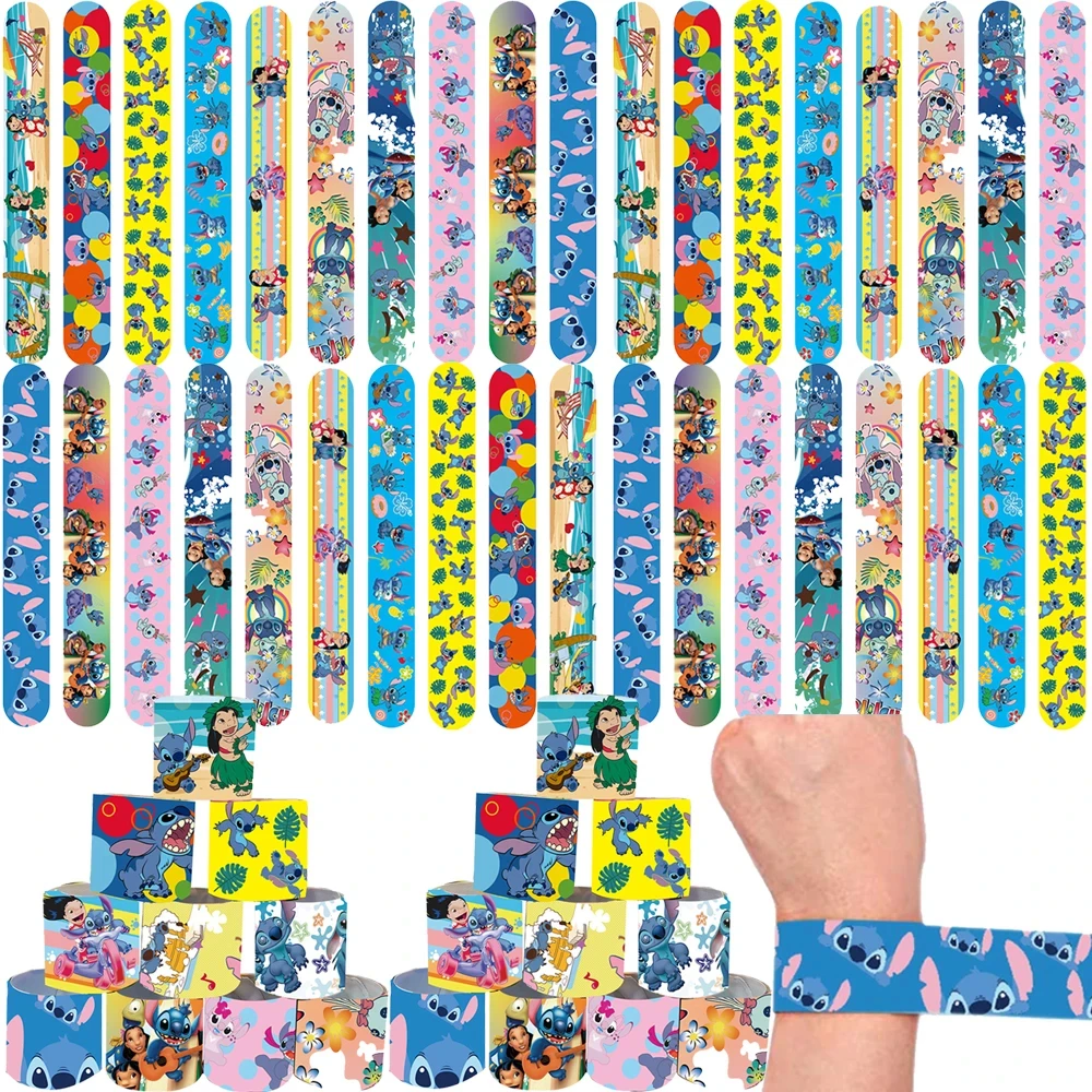 10/20/30Pcs Lilo & Stitch Snap bracciali Pinata Toy Loot/Party Bag Fillers Slap Wristband per bambini forniture per feste di compleanno regali