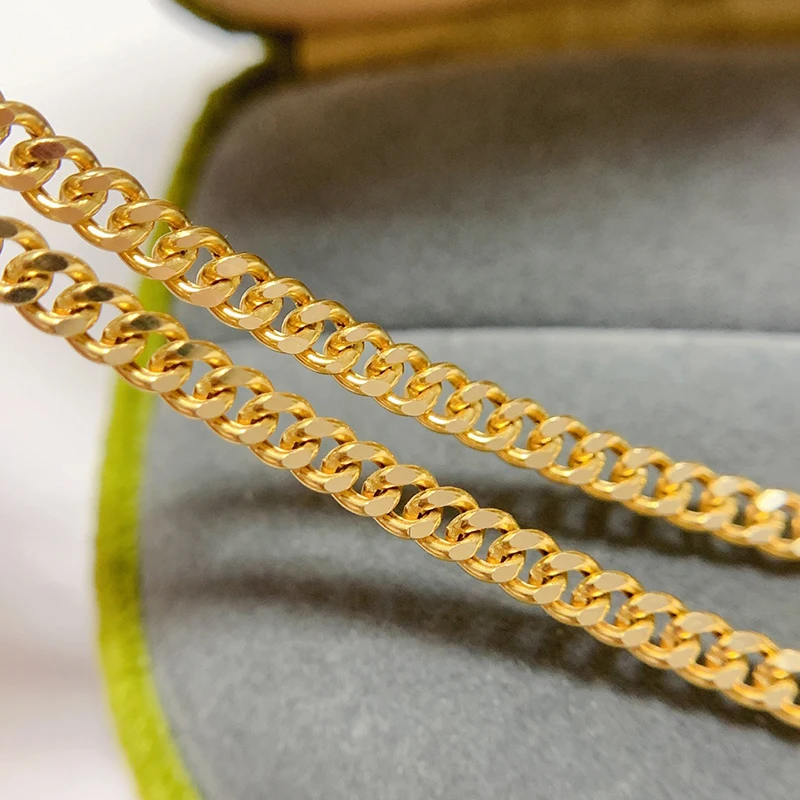 KUGG 18K Yellow Gold Bracelet 4.1mm Wide Cuban Chain Design Fashion INS Style Bracelet for Women and Girls Birthday Gift