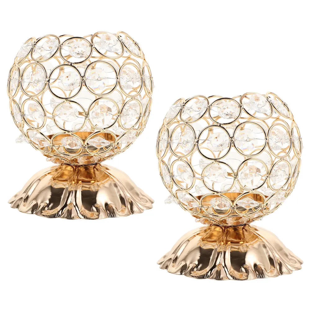 

2pcs Golden Wedding Holders Iron Stands Decorative Candlestick Base for Home Centerpiece Party Festival
