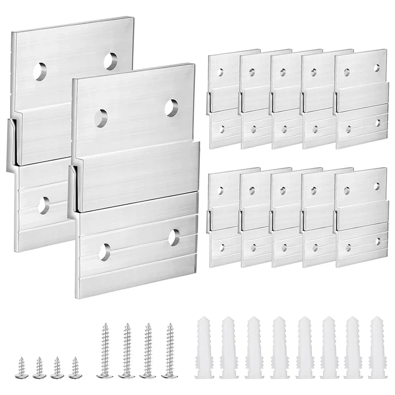 

AA81-Hardware Kit For Hanging French Plywood Picture Hooks, Wall Bracket Hardware Kit Aluminum Z Bar Hangers 24 Pieces
