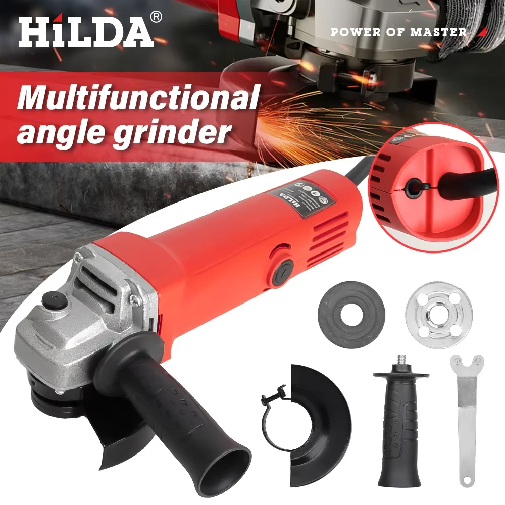 

HILDA Angle Grinder 220V Electric Power Tool 1300W Handheld Cutting 125mm Polishing Tool Grinder for PVC Cutting